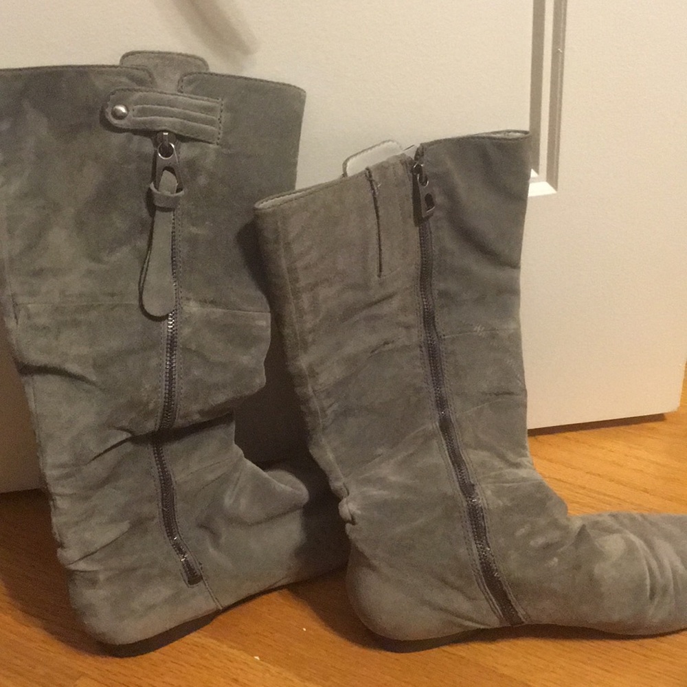 Grey suede boots